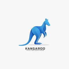 Vector Logo Illustration Kangaroo Gradient Colorful Style.