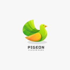 Fototapeta na wymiar Vector Logo Illustration Pigeon Gradient Colorful Style.