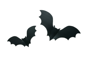Fototapeta premium Silhouette of two bats isolated on a white background.