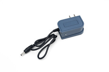 Phone charger adapter on white background.