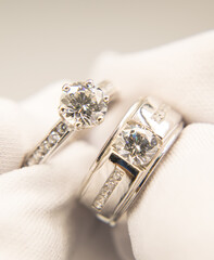 The diamond silver ring for wedding 