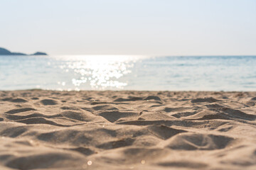 Fototapeta na wymiar sea sand sky in summer. Copy space, close up