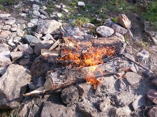 fire in the fireplace