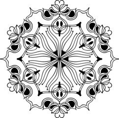 Circular pattern in form of mandala for Henna, Mehndi, tattoo, decoration. Decorative ornament in ethnic oriental style. Coloring book page.