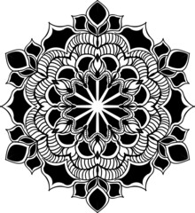 Circular pattern in form of mandala for Henna, Mehndi, tattoo, decoration. Decorative ornament in ethnic oriental style. Coloring book page.