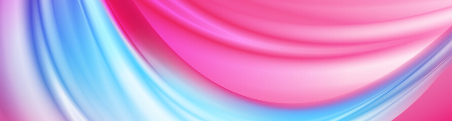 Pink blue smooth blurred waves abstract background. Vector banner design