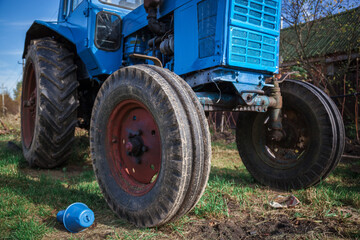Old tractor. Old vintage tractor.