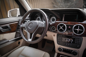 The interior of the car