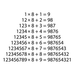  Multiplication and addition sign.Number pyramid