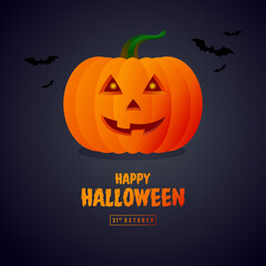 Halloween pumpkin icon. Vector. Autumn symbol. Halloween scary pumpkin with smile, happy Halloween Design template. 