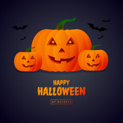 Halloween pumpkin icon. Vector. Autumn symbol. Halloween scary pumpkin with smile, happy Halloween Design template. 