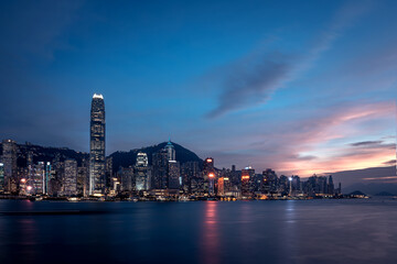Naklejka na ściany i meble Cityscape at Victoria Harbour in Hong Kong