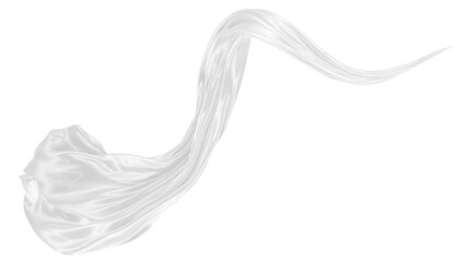 Beautiful flowing fabric of white wavy silk or satin. 3d rendering image.