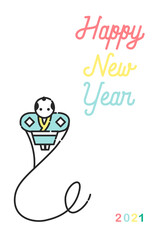 2021 丑年の年賀状用テンプレート　ベクターファイル　おしゃれ　可愛い　牛