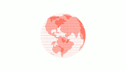 New red color beautiful 3d technology planet icon on white background, 3d earth images