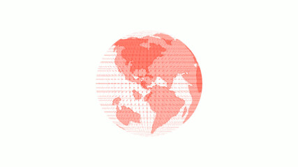 New red color beautiful 3d technology planet icon on white background, 3d earth images