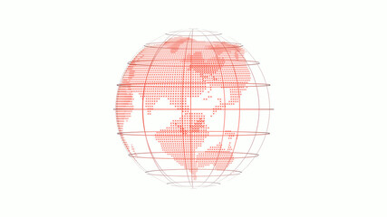 New red color 3d background technology icon on white background,3d earth on white background