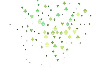 Light Green, Yellow vector template with poker symbols.