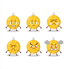 Christmas ball yellow cartoon character with various angry expressions