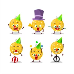 Fotobehang Cartoon character of christmas ball yellow with various circus shows © kongvector
