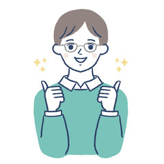 いいねポーズをする若い男性