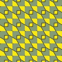 Vector seamless pattern texture background with geometric shapes, colored in green, yellow colors.