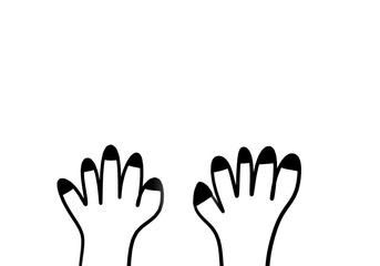 Hands raising up in black hand drawing color on white background with copy space for cartoon and cute gesture background