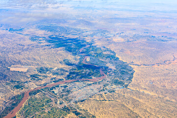 Fototapeta na wymiar Aerial view of mountain ground texture landscape.