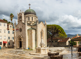 Obraz premium Herceg Novi town on the Boka Kotor Bay in Montenegro