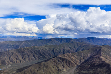 Fototapeta na wymiar Aerial view of mountain and clouds scenery in Tibet,China.