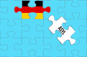 Fototapeta premium Flagge von Deutschland und Asyl