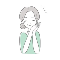 喜ぶ　高齢の女性　イラスト	