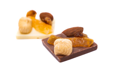 chocolate with nuts isolated
