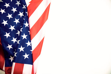Closeup of American flag with copy space.