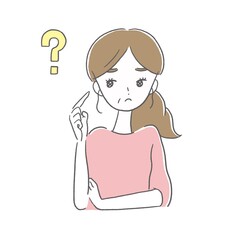 疑問　中年　女性　イラスト