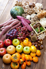 秋の果物集合写真