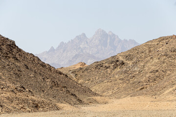 Hot desert with mountains in Egypt, Africa