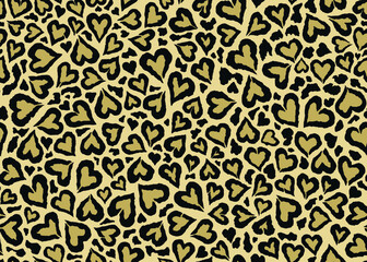 Leopard skin pattern design. Abstract love shape leopard print vector illustration background. Wildlife fur skin design illustration for print, web, home decor, fashion, surface, graphic design 