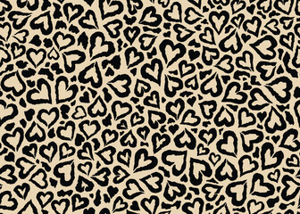 Leopard skin pattern design. Abstract love shape leopard print vector illustration background. Wildlife fur skin design illustration for print, web, home decor, fashion, surface, graphic design 