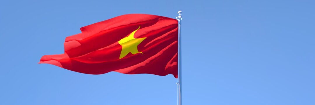 3D rendering of the national flag of Vietnam waving in the wind