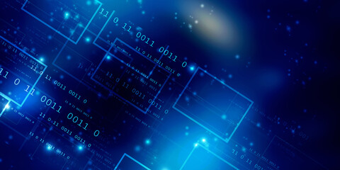 2d illustration abstract digital binary data on computer screen