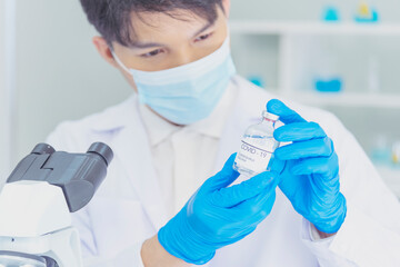 Scientist covid-19 virus chemistry  research experiment biotech antibody sample laboratory...