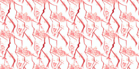 Seamless Cherry Flower Drawing. Watercolour 