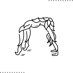 ornate yoga, a floral  woman in yoga bridge pose vector icon in outline
