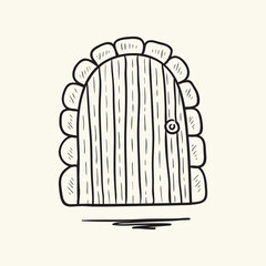 Hand drawn wooden door illustration