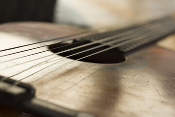 Fototapeta premium acoustic guitar close up