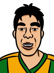 cartoon man have funny face on white background