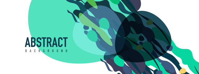 Trendy liquid style shapes abstract design, dynamic vector background for placards, brochures, posters, web landing pages, covers or banners