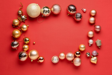 Beautiful Christmas composition on color background