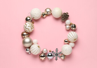 Beautiful Christmas composition on color background